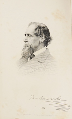 Dickens, Charles - The Mystery of Edwin Drood. First Edition. portrait (of the author), pictorial engraved and printed titles, and 12 plates (by S.L. Fildes); old calf and marbled boards, gilt decorated panelled spine wi